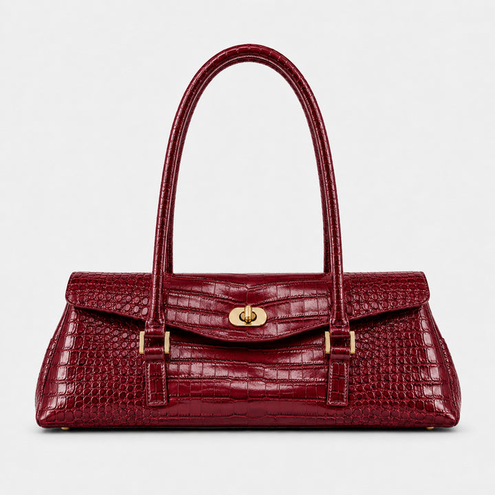 Elegant Crocodile-Effect Handbag