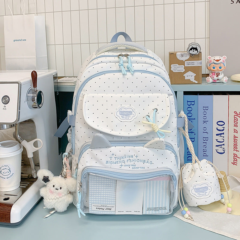 Polka Dot Design Backpack with Multiple Compartments Stornfield