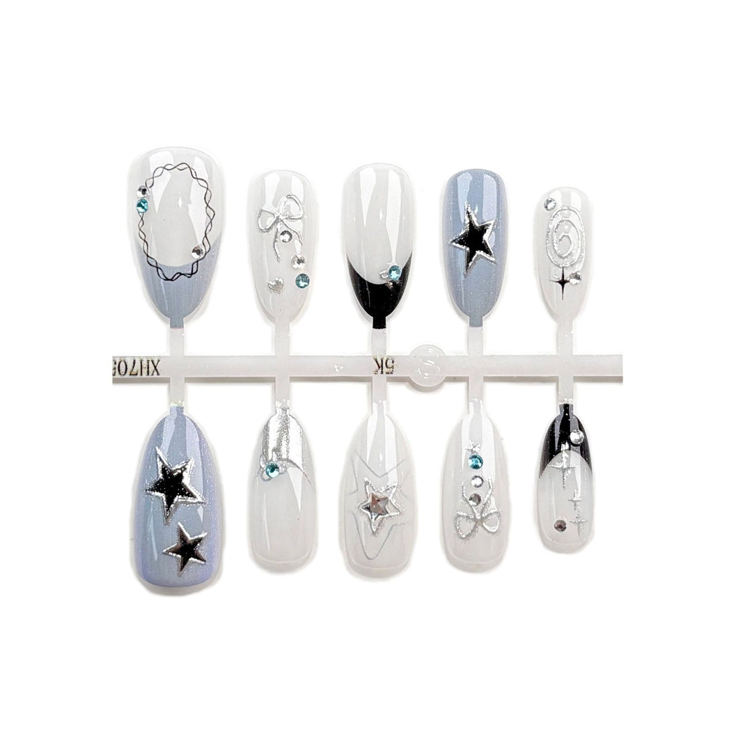 Premium Star-Embellished Press-On Nail Set