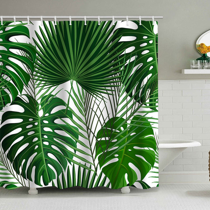 Tropical Leaf Print Shower Curtain Stornfield
