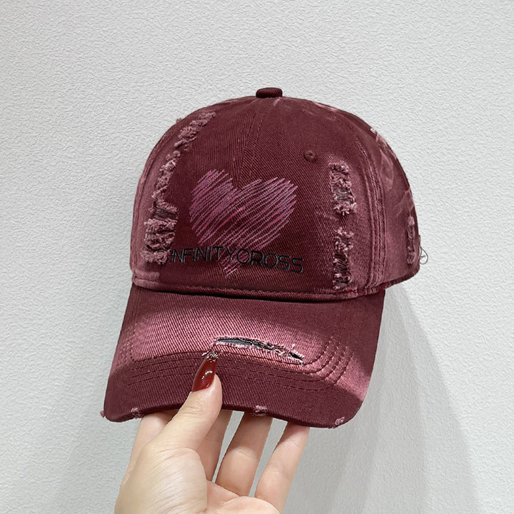 Women's Distressed Heart Embroidered Baseball Cap Stornfield