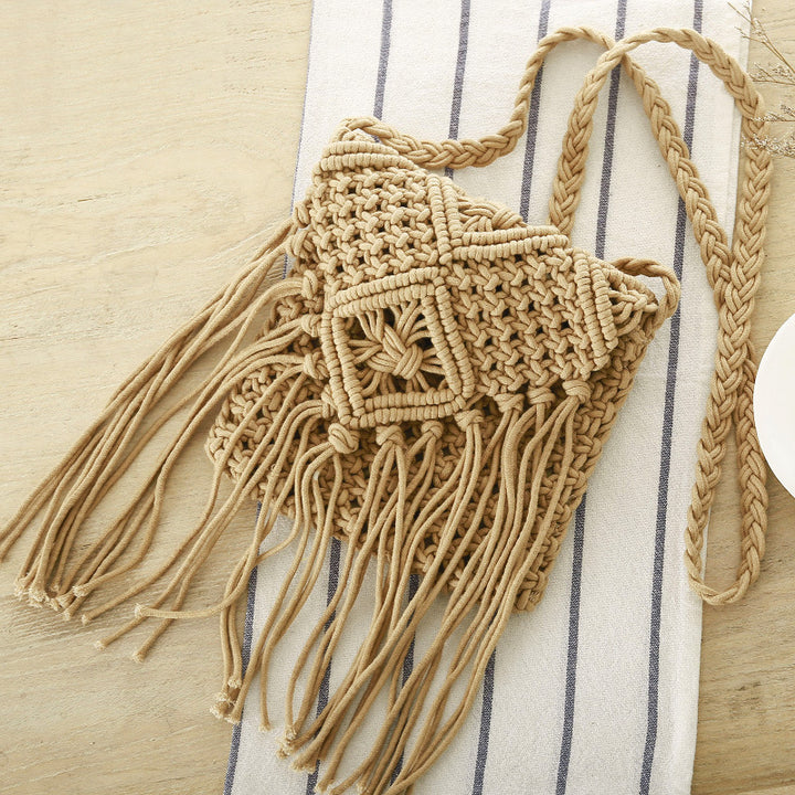 Macrame Shoulder Bag with Elegant Fringe Finish Stornfield