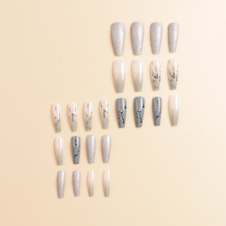 Artistic Marble Effect Press-On Nail Set Stornfield