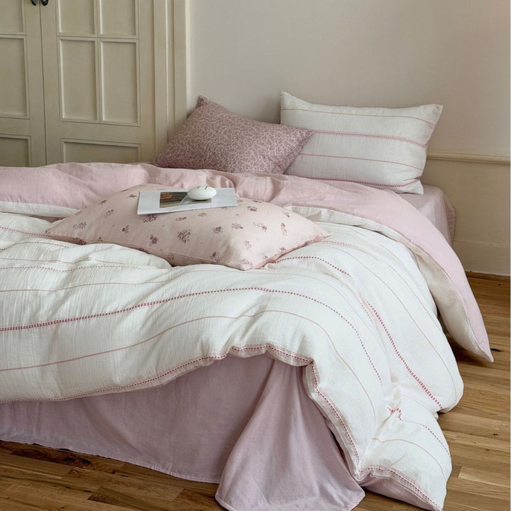 Cotton Gauze Striped Duvet Cover and Pillowcase Set