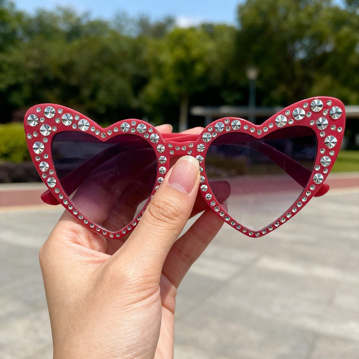 Rhinestone-Accented Heart-Shaped Sunglasses Stornfield