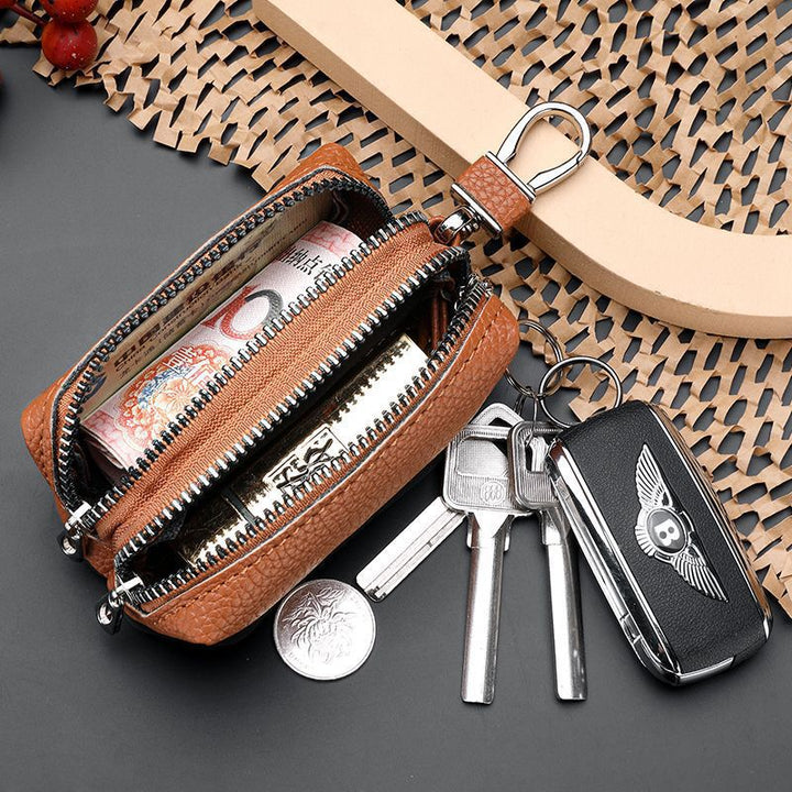 Textured Leather Zippered Pencil Case