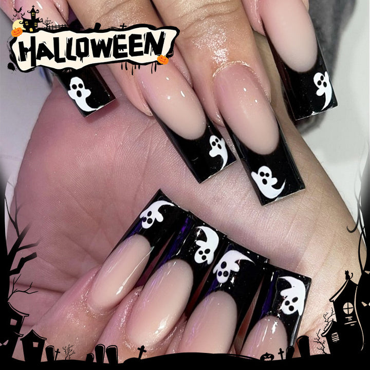Creative Halloween Nail Art Set with Creepy Ghost Designs and Glittery Colors Stornfield