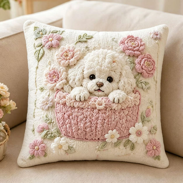 Decorative Plush Dog-Themed Accent Pillow