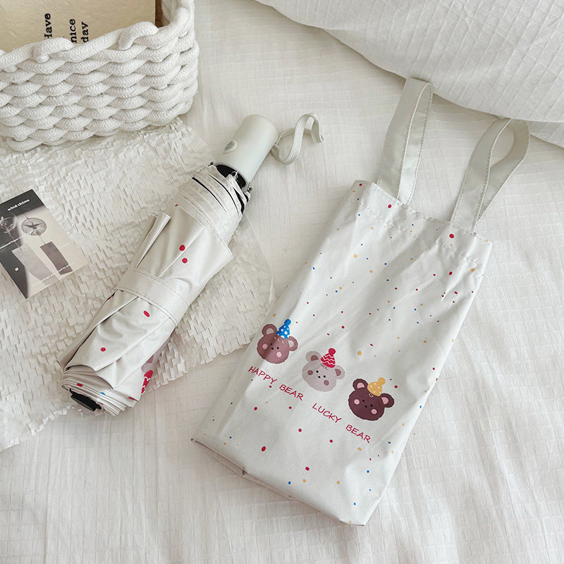 Ladies Foldable Umbrella with Playful Bear Design Stornfield