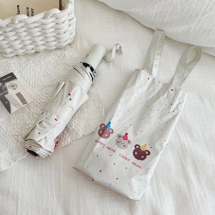 Ladies Foldable Umbrella with Playful Bear Design Stornfield