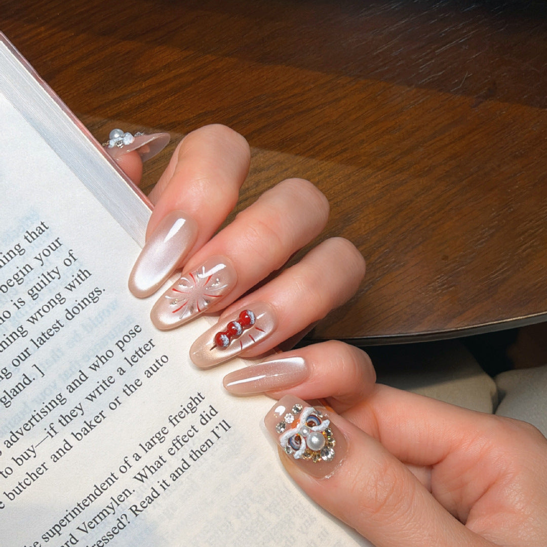 Decorative Press-On Nail Art Set with Jewel Accents Stornfield