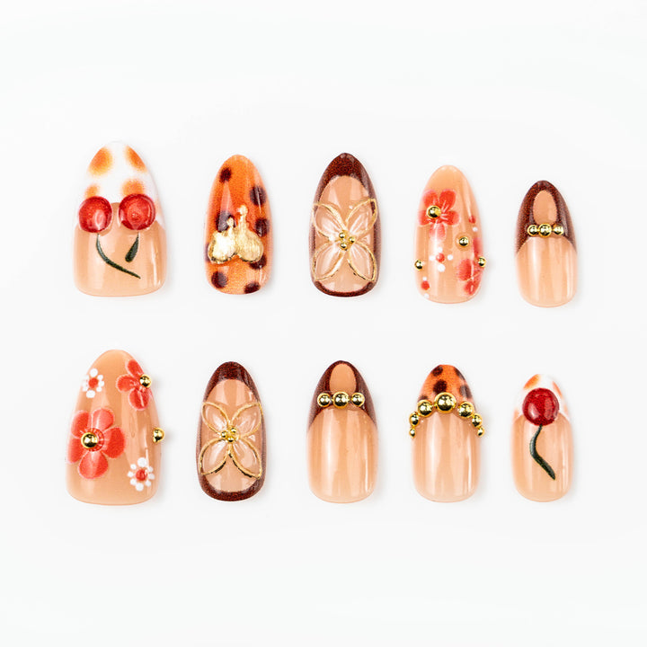 Floral & Gem-Embellished Press-On Nail Art Stornfield