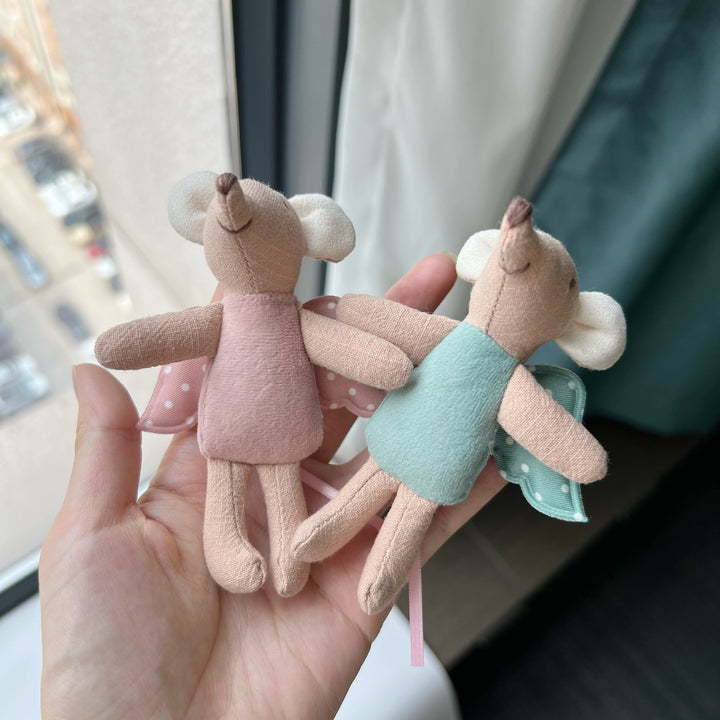 Handcrafted Cotton Plush Mouse Doll with Crocheted Dress