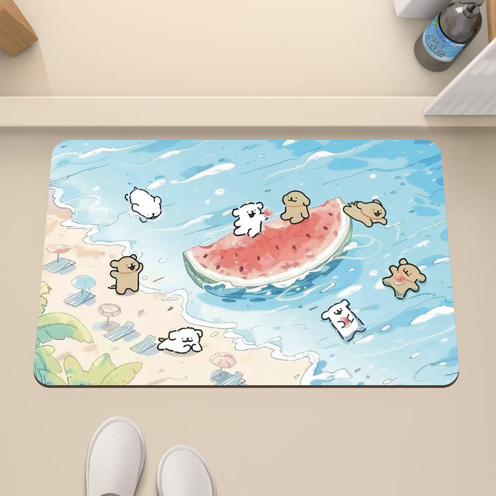 Cartoon Underwater-Themed Bath Mat