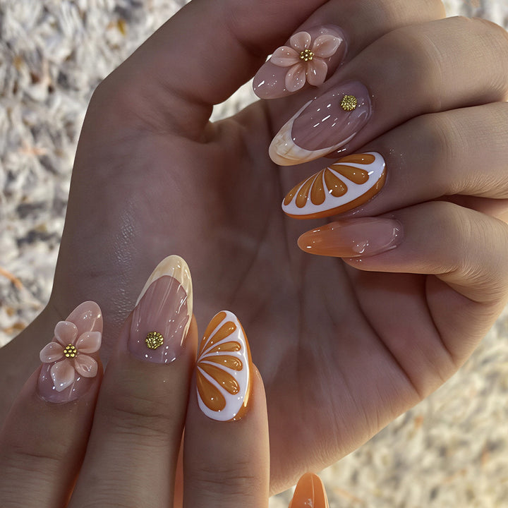 Artistic Floral Press-On Nail Tips Set Stornfield