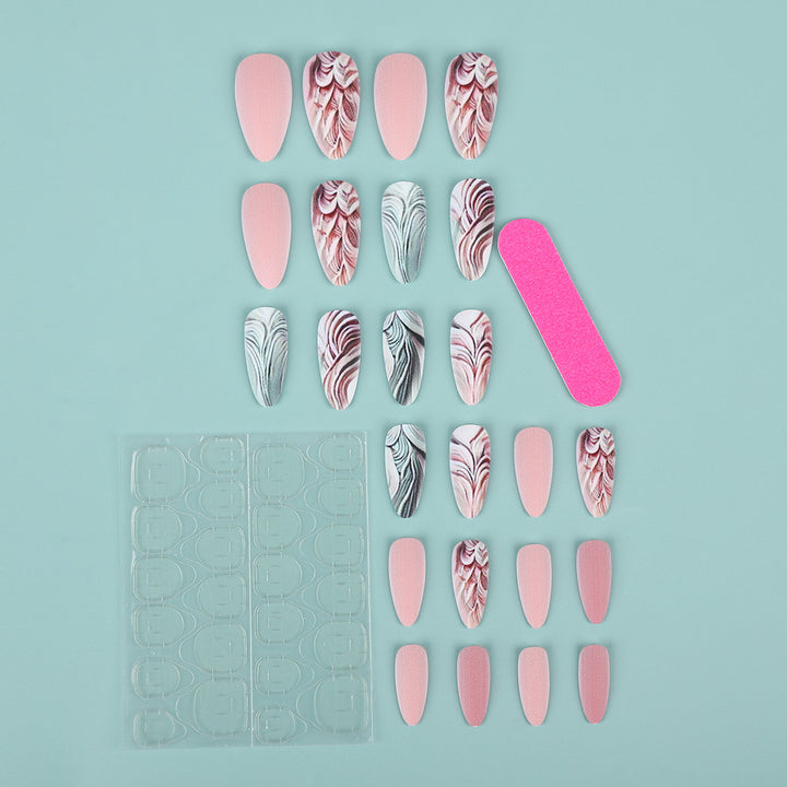 Artificial Nails Set with Modern Marble and Flower Patterns Stornfield