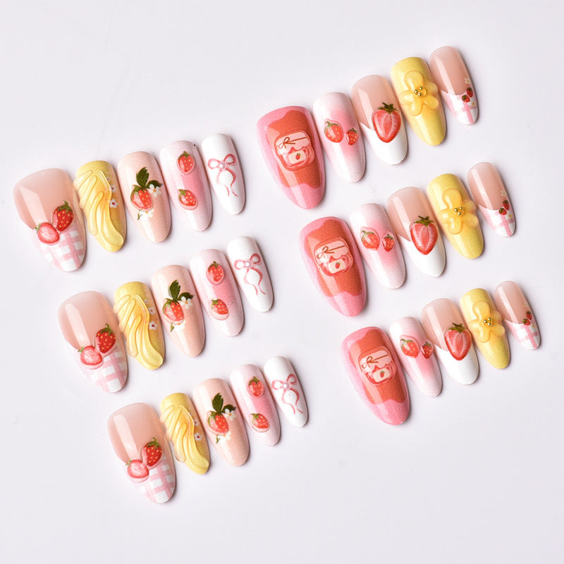 Charming Strawberry-Themed Press-On Nail Art Set Stornfield