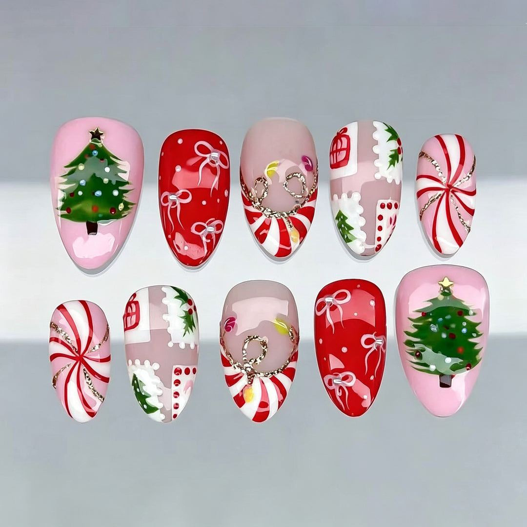 Festive Holiday-Themed Press-On Nail Art Set Stornfield 1790636430