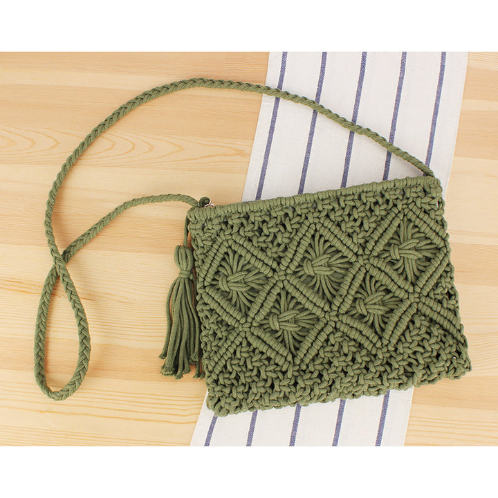 Handcrafted Macrame Shoulder Bag with Tassels Stornfield