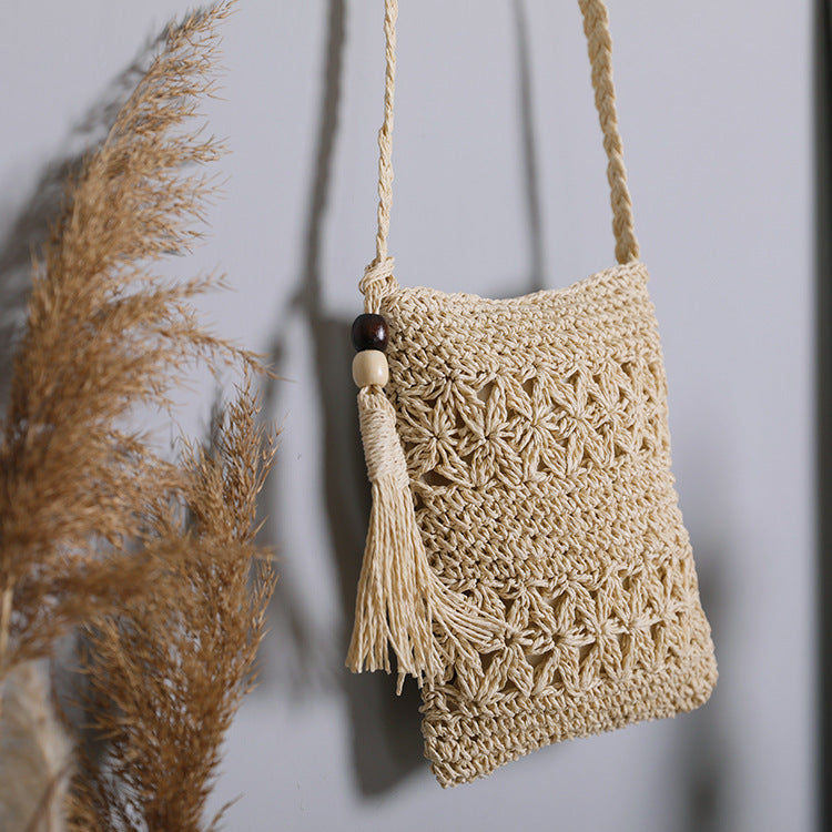 Handmade macrame shoulder bag with tassel detail Stornfield