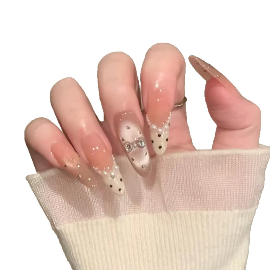 Elegant Rhinestone-Embellished Gel Nail Extensions