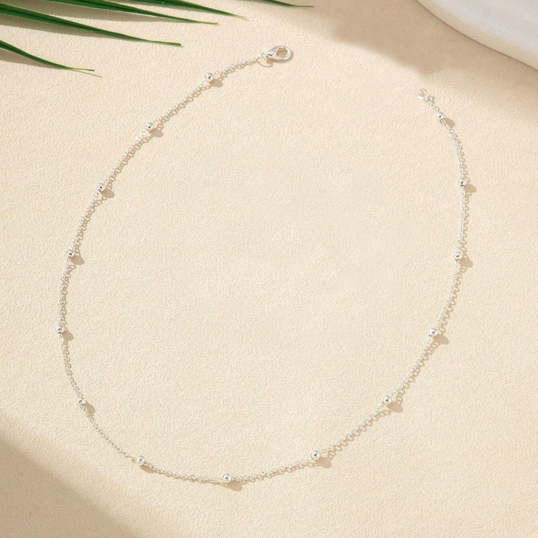 Delicate Silver Beaded Chain Necklace Stornfield