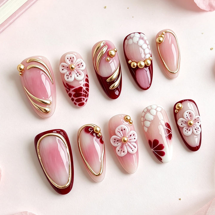 Floral Design Press-On Nail Art