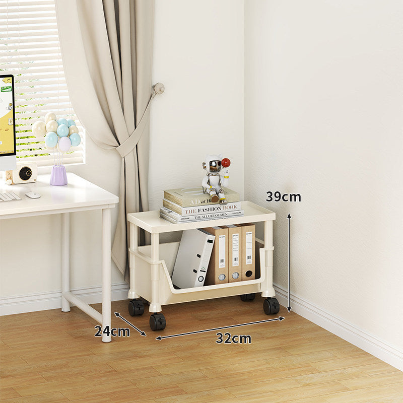 Compact Tiered Rolling Plastic Storage Cart with Swivel Casters and Front File Access