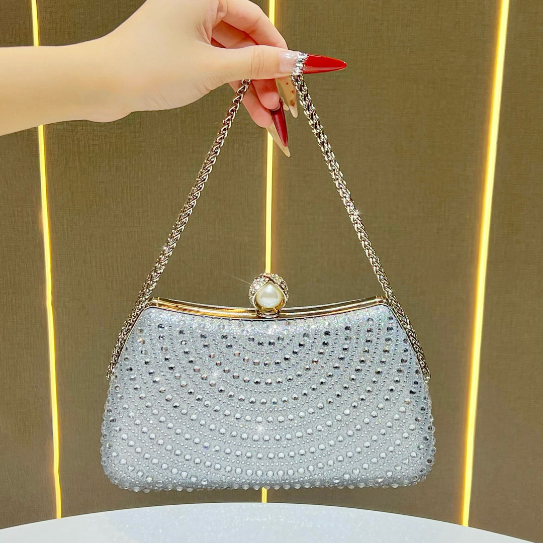 Decorative Crystal-Studded Evening Handbag