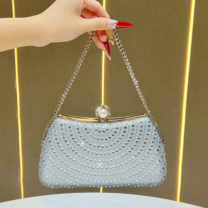 Decorative Crystal-Studded Evening Handbag