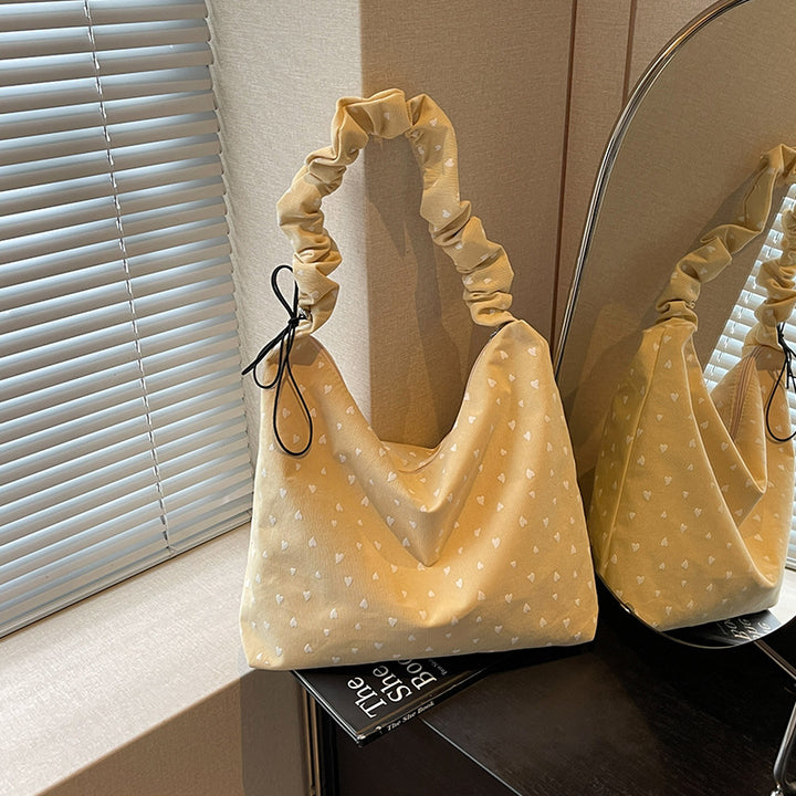 Heart Print Cozy Hobo Bag