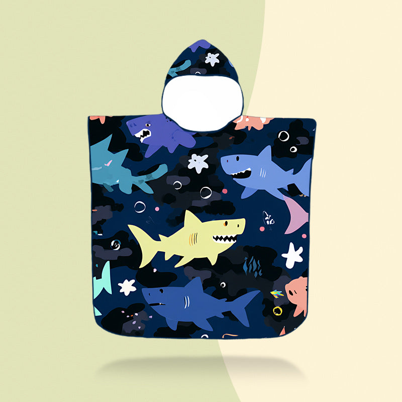 colorful hooded poncho with robot motif Stornfield