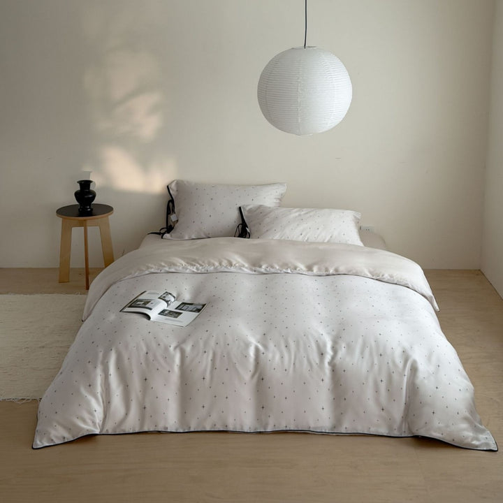 Cooling Satin-Feel Microfiber Duvet Cover Set with Hidden Closure and Corner Ties