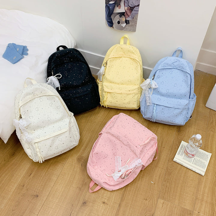 Heart-Patterned School Backpack Stornfield