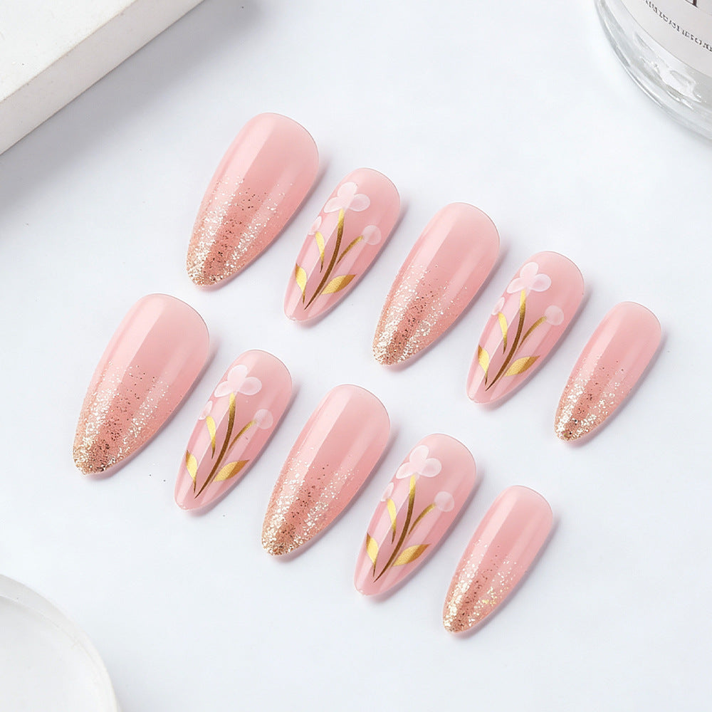 Artistic Floral Press-On Nail Set Stornfield
