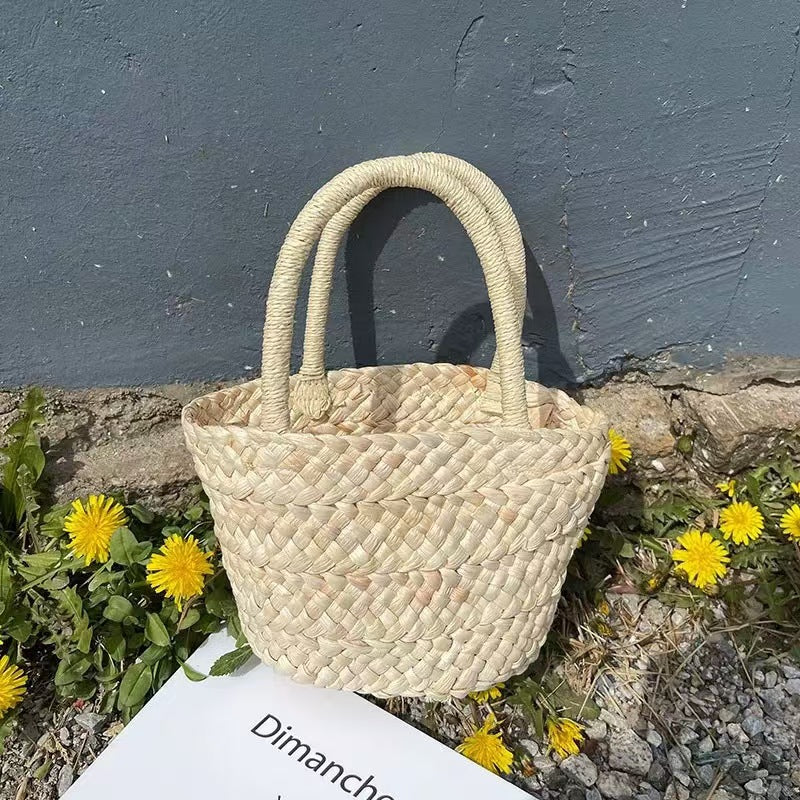 Handcrafted basket bag with double handles Stornfield