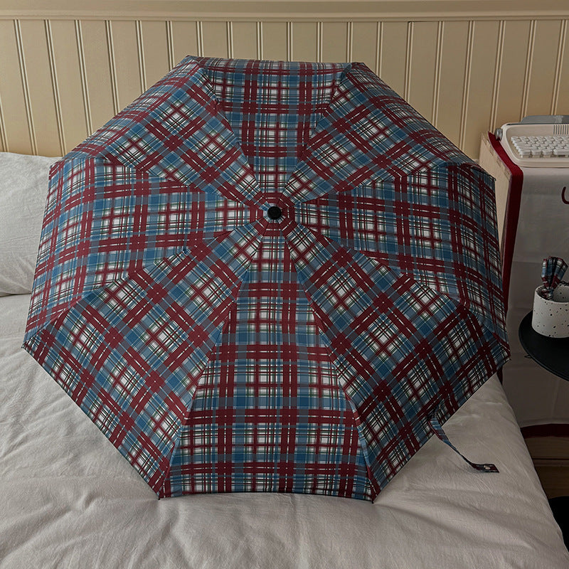 Women's Folding Umbrella in Modern Check Pattern Stornfield