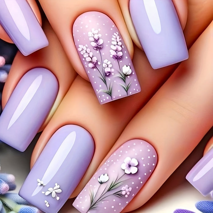 Artfully Designed Floral Acrylic Nail Set Stornfield