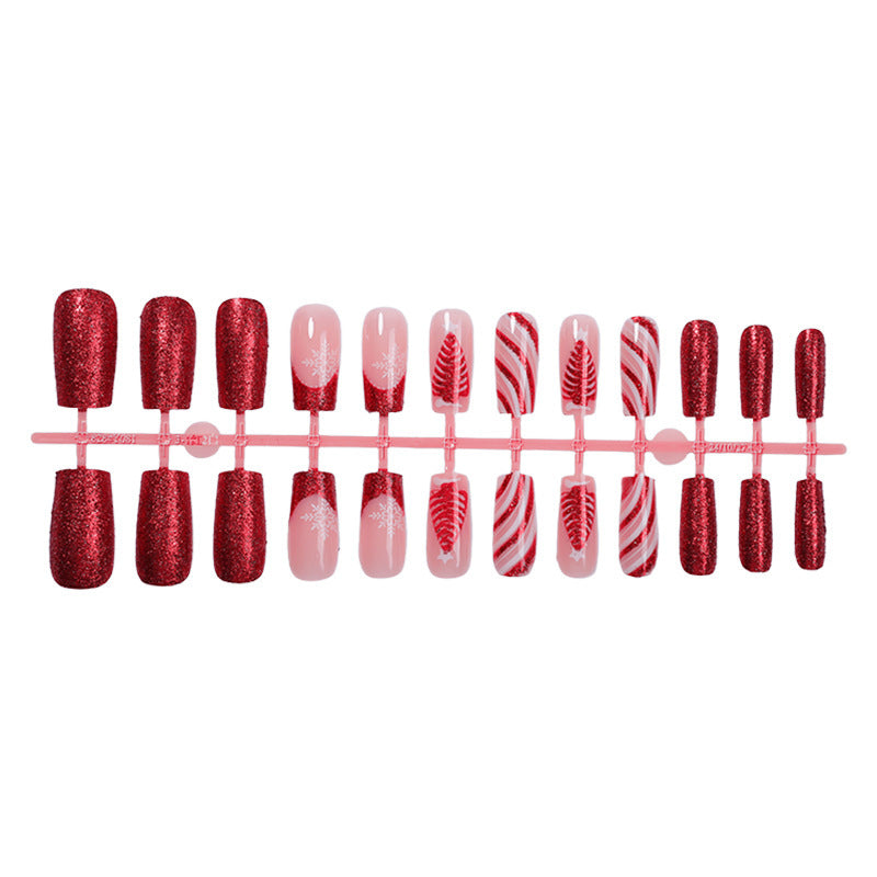 Artificial nail set with festive glitter and Christmas motifs Stornfield