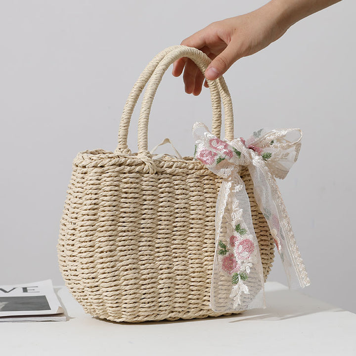 Elegant Bast bag with Floral Bow Detail Stornfield