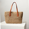 Braided straw bag with sturdy leather handles Stornfield
