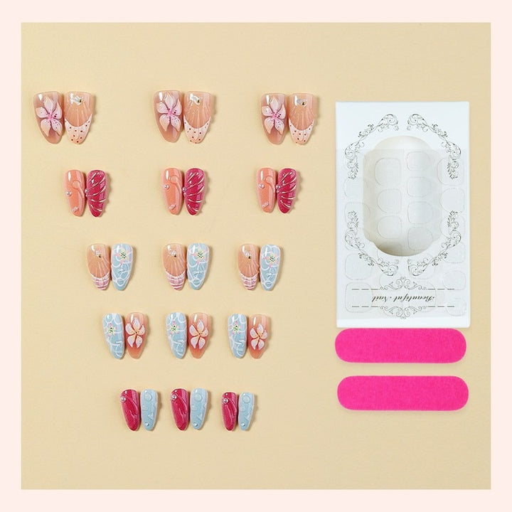 Nail art set with unique floral and maritime designs Stornfield