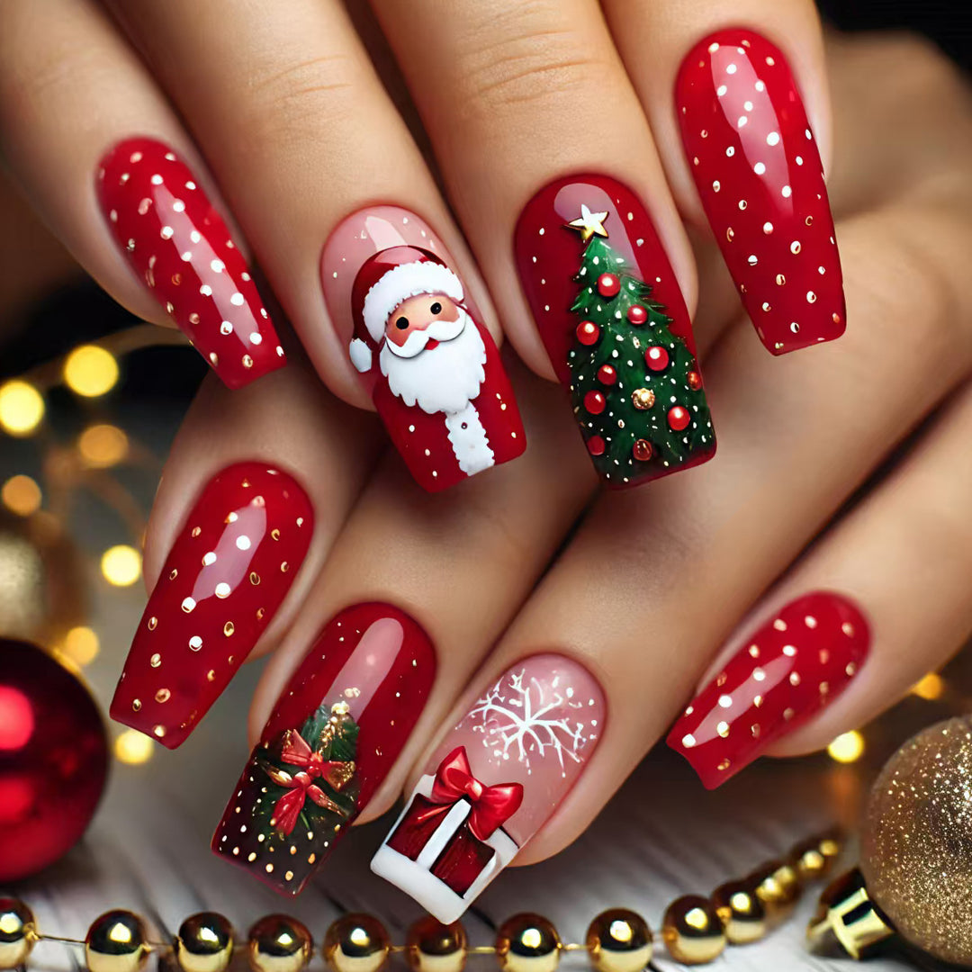 Christmas nail art with festive Santa and Christmas tree design Stornfield