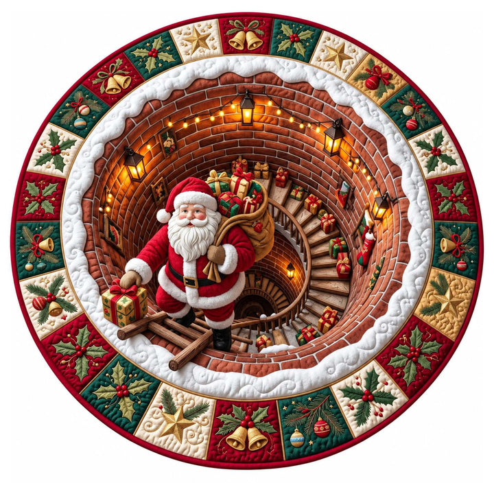 Festive Santa Claus Themed Round Mat for Home