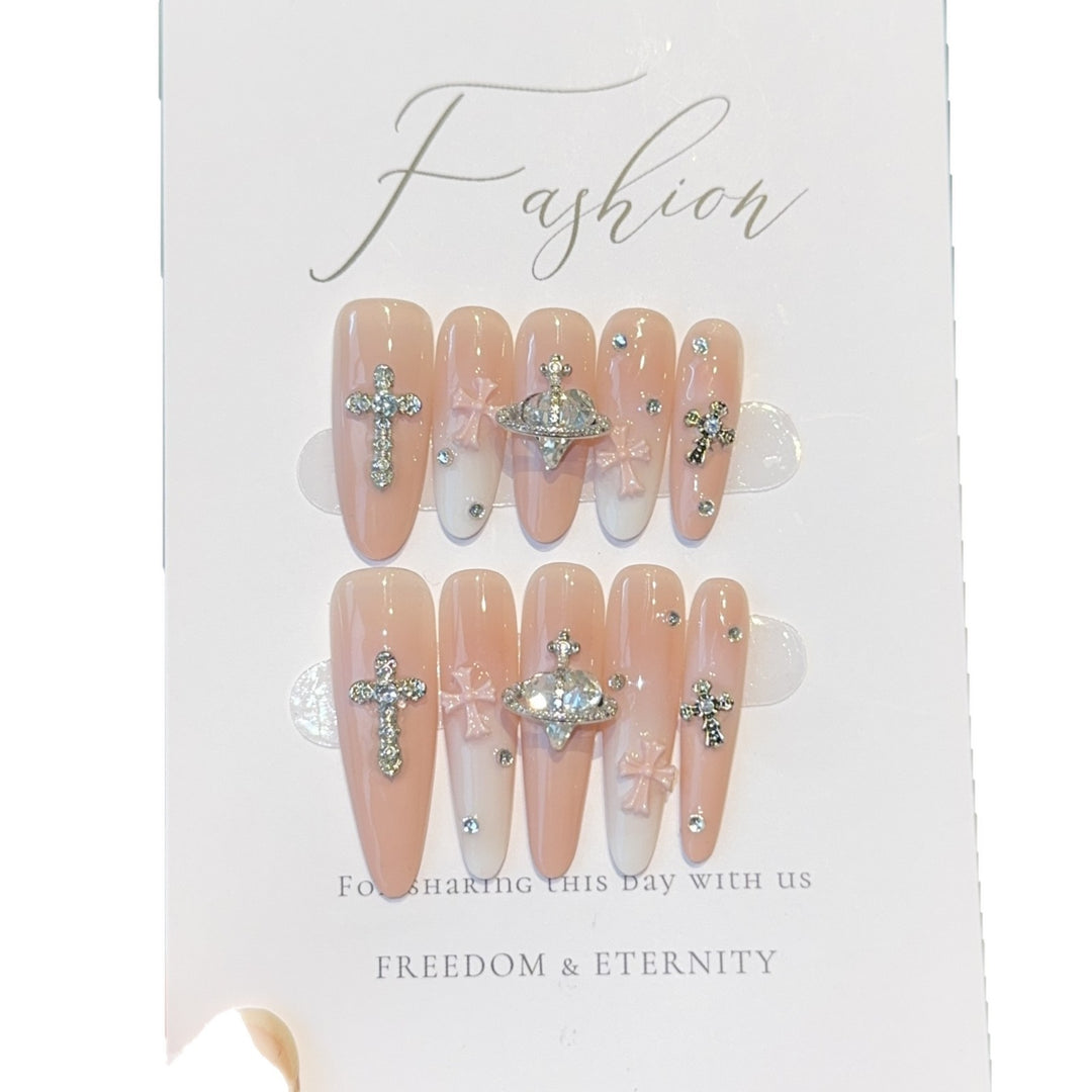 Acrylic nails with rhinestone embellished accents Stornfield