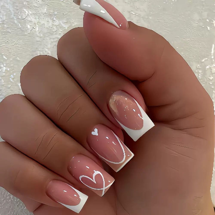 Heart-Embellished Gradient Nail Art Design Stornfield