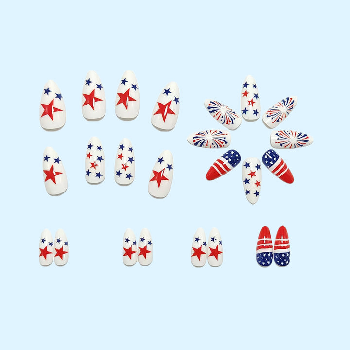 Creative artistic nails with patriotic motifs Stornfield