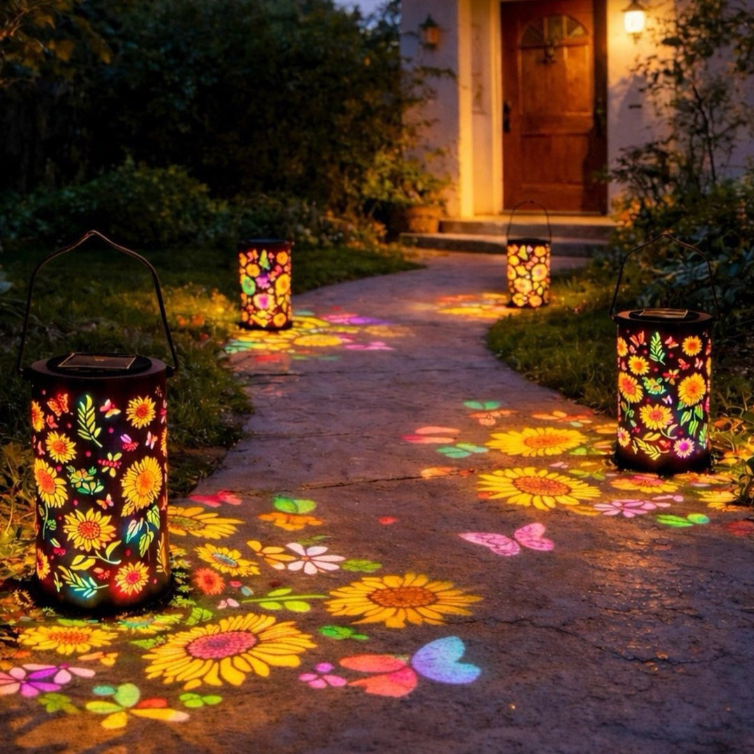 Decorative Solar Garden Stake Lantern With Sunflower Projection Stornfield