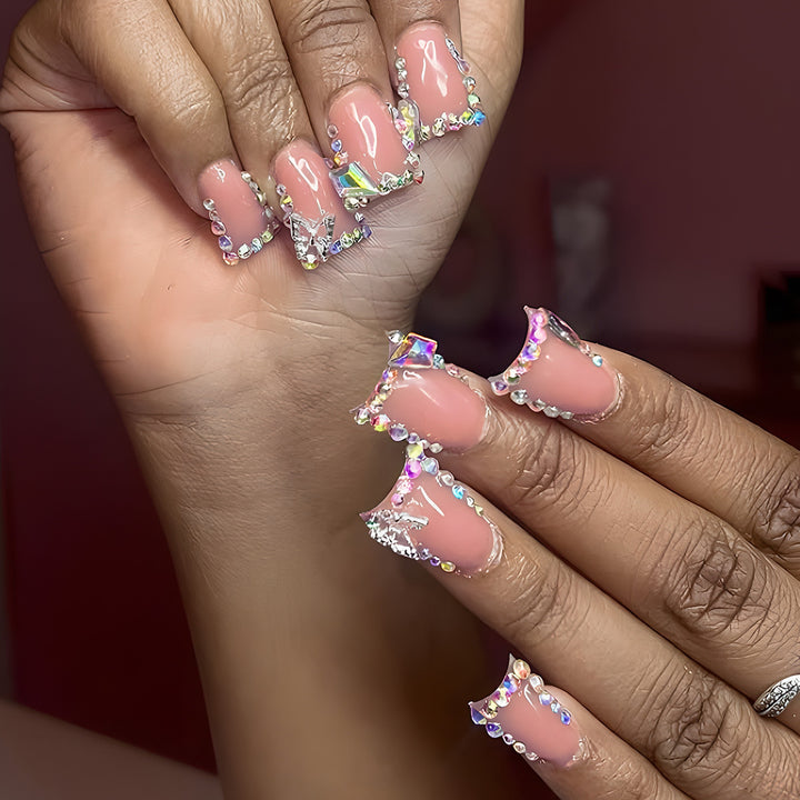 Rhinestone-Embellished Press-On Nail Art Stornfield