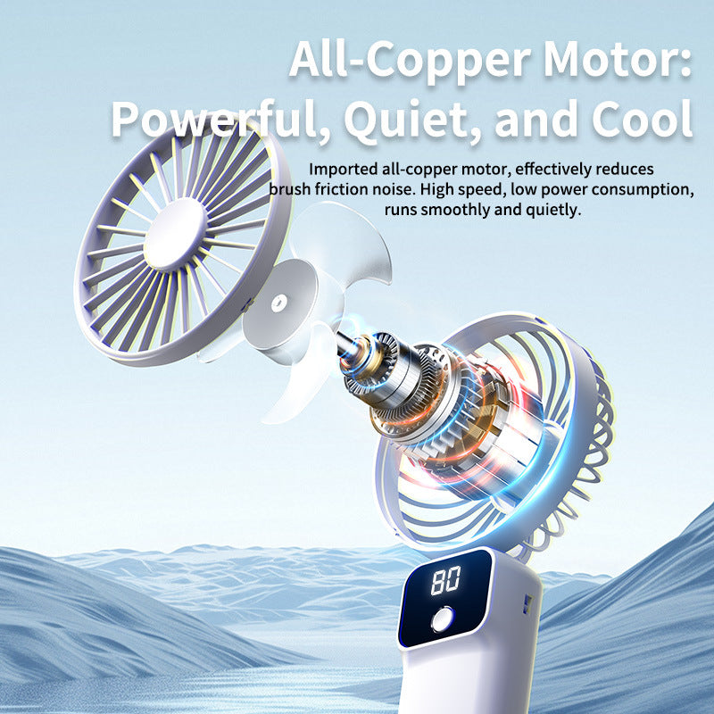 Unisex portable battery fan with digital display and integrated power bank Stornfield